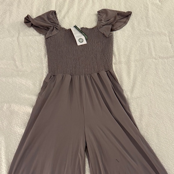 Threads 4 Thought Pants - Elegant wide leg  Jumpsuit in Taupe